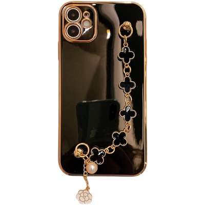 四叶草手链适用苹果13/12Pro手机壳iPhone16Pro电镀防摔15Promax全包11精孔17Pro硅胶新款15奢华高档14plus女