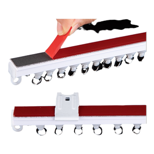 两用窗帘免打孔轨道自粘滑轨飘窗直轨宿舍门帘粘轨隔断滑轮导轨