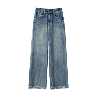 淘么淘 灵魂万搭裤！莱赛尔+棉高腰直筒牛仔裤女小个版/常规版