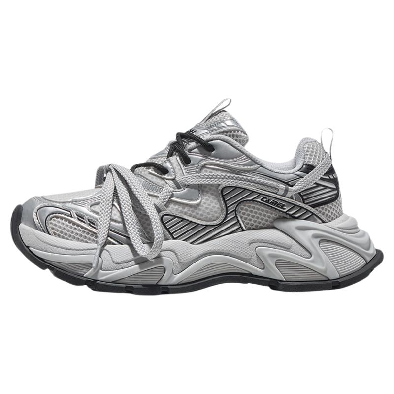 王俊凯同款骆驼星系运动鞋女款2025新款女鞋银色厚底增高老爹鞋子