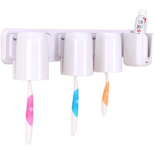 浴室免打孔洗漱牙刷置物架牙杯架免打孔情侣牙缸牙具漱杯三口之家