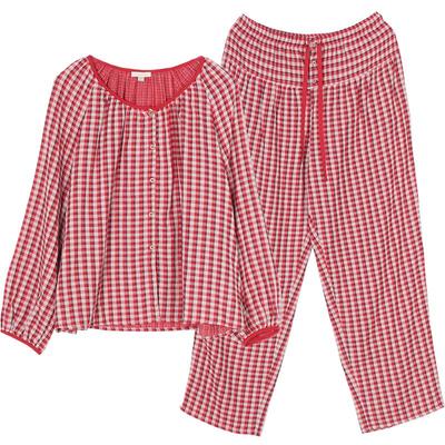 长袖长裤柔软棉纱睡衣朵朵可可女