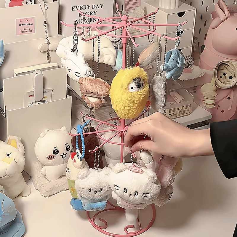 旋转挂件首饰展示架双层铁艺小饰品耳环收纳架子摆摊陈列展示挂架