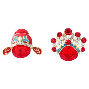 中国风刀马旦脸谱国潮耳环女红色耳坠2025新款高级感珍珠过年耳钉