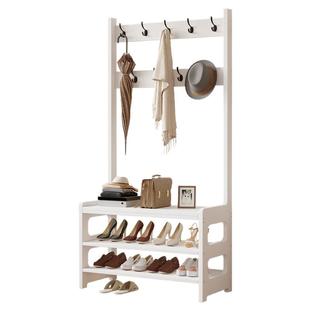 衣帽架落地简约现代实木门口换鞋凳挂衣一体客厅卧室鞋帽组合收纳