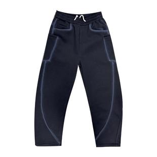 潮牌百搭大口袋弯刀休闲裤2024秋冬宽松加绒运动裤渐变阔腿直筒裤