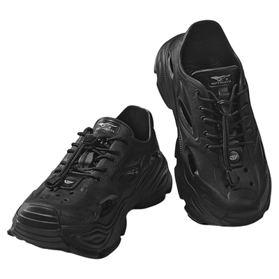 七匹狼厚底黑色透气户外鞋洞洞鞋