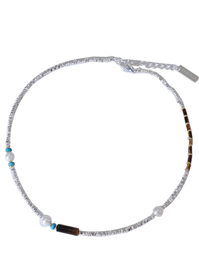 XMR碎银子虎眼石珍珠项链