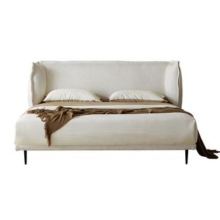 支吾屏扇布艺床棉麻实木现代简约轻奢双人床主卧排骨架软靠新款