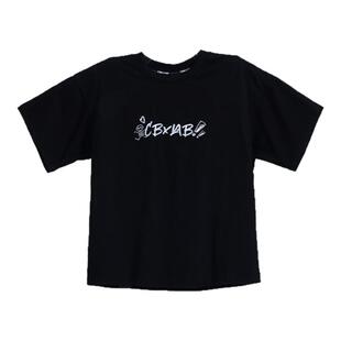 CBXLAB儿童街舞潮牌高棉烫银涂鸦圆领大T黑色美式街头hiphop运动