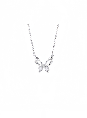 月售500条纯银镂空蝴蝶吊坠项链