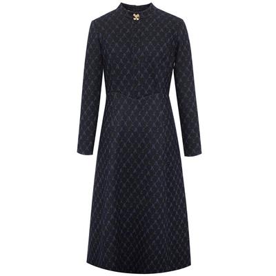 【摩登格纹】BBLLUUEE/粉蓝衣橱2025冬装新款气质长袖针织连衣裙