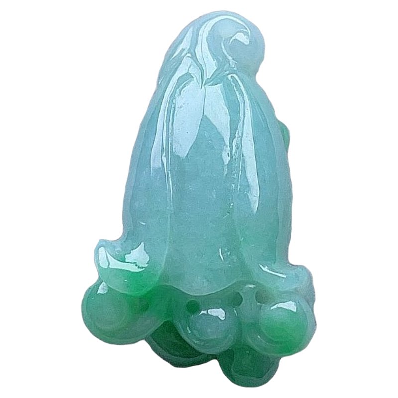 天然翡翠白菜吊坠淡绿飘阳绿百财
