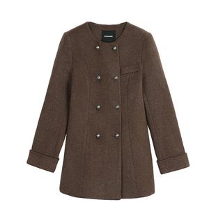 pusumede 名媛序章 经典双排扣羊毛大衣女高级感中长款毛呢外套