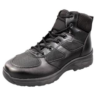 秋冬季加绒舰艇作训鞋超轻透气甲板训练鞋黑侧拉链防滑减震消防靴