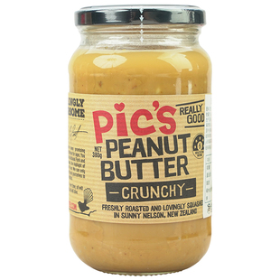 皮卡思新西兰进口pics纯花生酱颗粒无添加糖盐健身宝宝面包酱380g