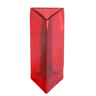 现代红色三角形水晶玻璃花瓶人工吹制家居装饰小号透明玫瑰花瓶