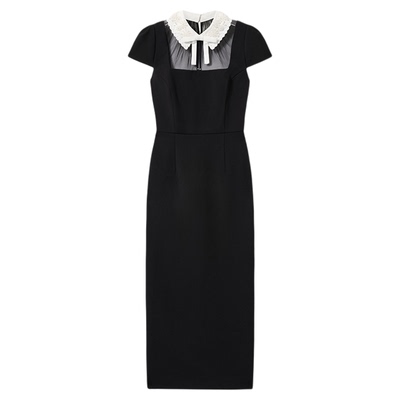 self-portrait翻领蝴蝶结连衣裙