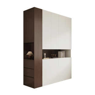 ENF级衣柜卧室家用床头储物柜小户型书桌一体组合床边夹缝柜定制