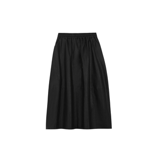 MANNALA丨“黑琉裙”超薄A级全植鞣绵羊皮紧实肉感花苞皮裙 Q9353