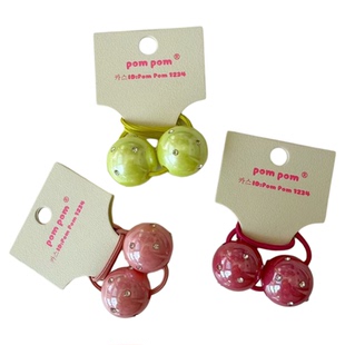 【现货】PomPom韩国进口发饰女童珠光球球气质水钻发圈绕绕头绳