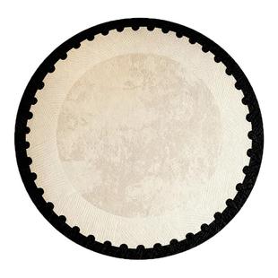 法式圆形书房地毯中古风客厅电脑椅化妆椅子垫高级感可擦防水毯垫