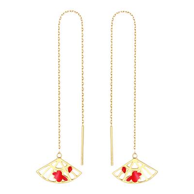 18K金荷花扇珐琅耳线 MAISON LUMIERE美颂之光宫里中国风修饰脸型