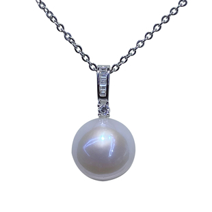 天然淡水爱迪生珍珠吊坠正圆微瑕媲美澳白极强光海水珍珠项链女