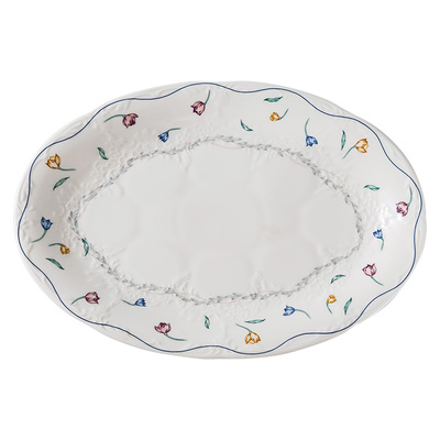 陶瓷椭圆盘家用漂亮小盘子轻奢