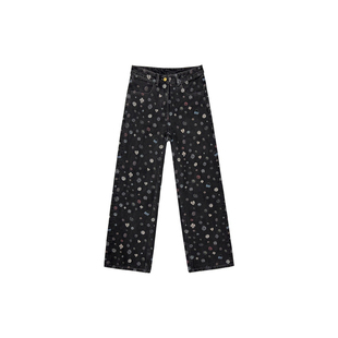 「细节拉满!25B暗纹满印牛仔裤」直筒显瘦常规/磨毛长裤