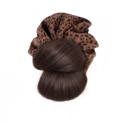 丸子头假发抓夹豹纹发圈盘发神器