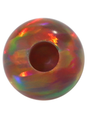 圆珠半孔橙红色欧泊石欧珀裸石 球形打孔珠子人造合成澳宝OP15