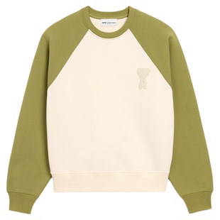 【春夏新品】Ami Paris 男女同款棉毛圈钩编ADC爱心阔型插肩卫衣