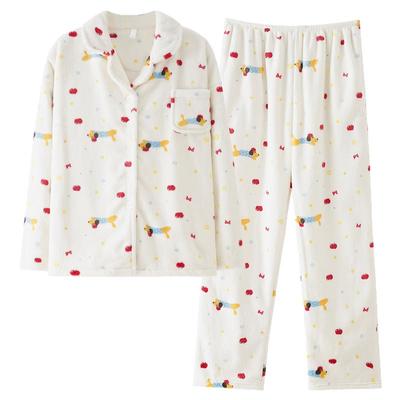 猫人睡衣女秋冬季法兰绒卡通加厚