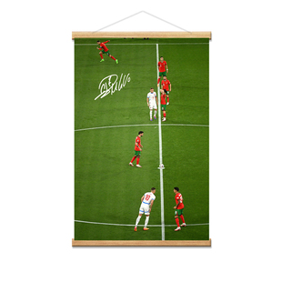 C罗倒钩瞬间签名海报装饰画足球明星周边卷轴挂画宿舍卧室墙壁画