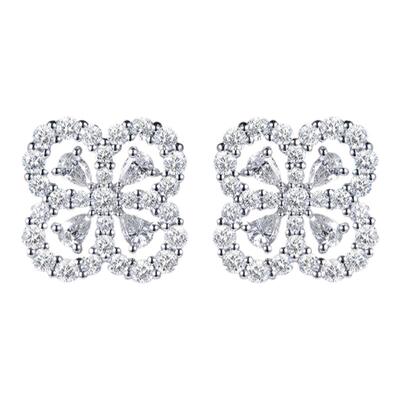 米莱珠宝18k金钻石耳钉群镶