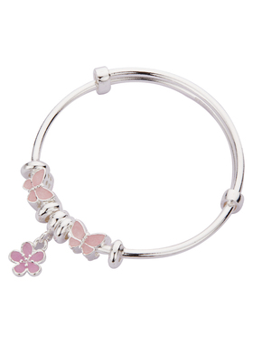 顺庆银楼S9999纯银蝶樱大童镯