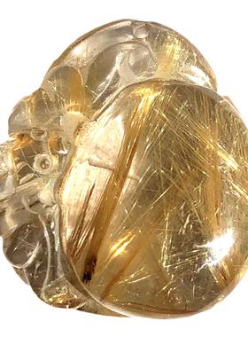 天然金发晶雕刻貔貅吊坠福在眼前