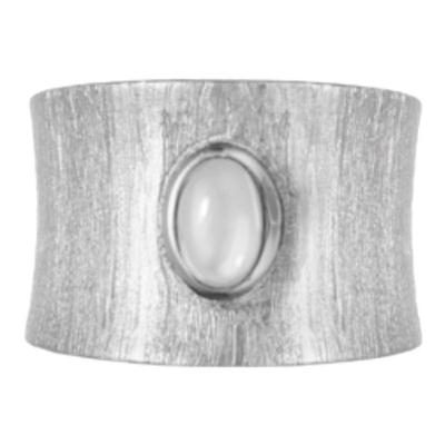 SOFTROOM银丝刺绣母贝肌理宽戒指