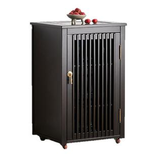 茶水柜单壶烧水下置桶装水茶吧推拉茶几实木可移动茶几中古风边几