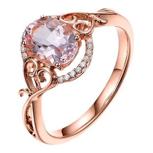 米莱珠宝 1.3克拉摩根石戒指18K金镶嵌钻石彩色宝石戒指彩宝定制