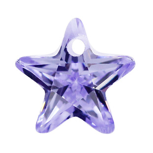 五角星变蓝色锆石单孔裸石高仿钻 带孔星形人造变兰色宝石镶耳夹
