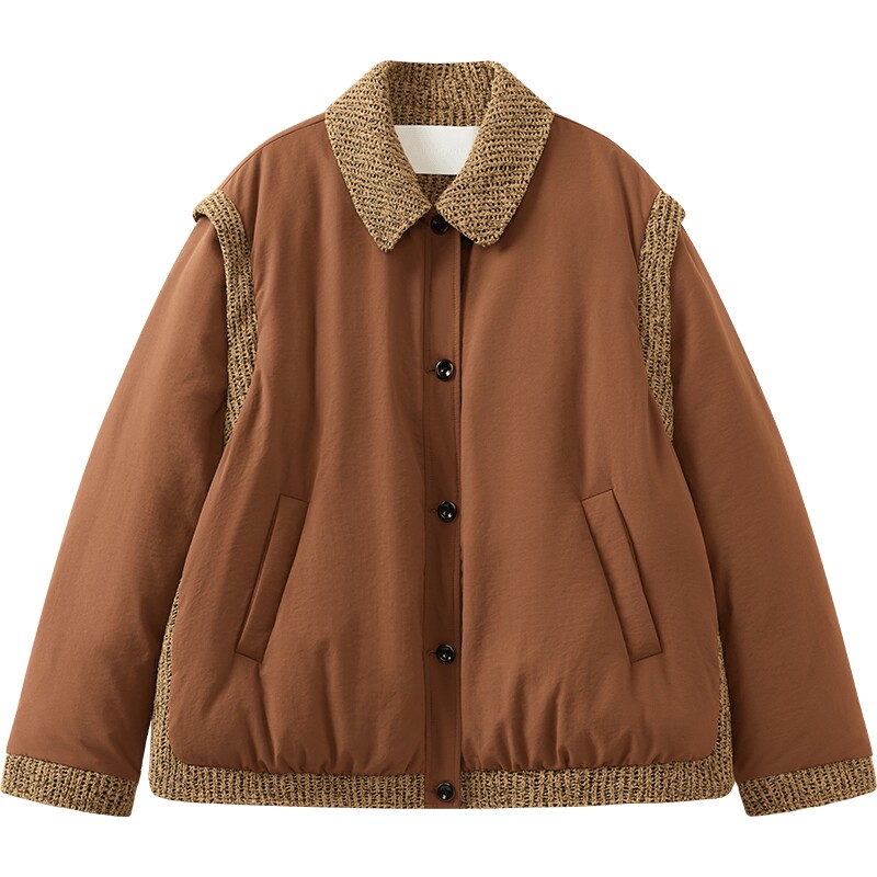 播冬季假两件可拆袖短款羽绒服女翻领宽松外套DDS4RD5261