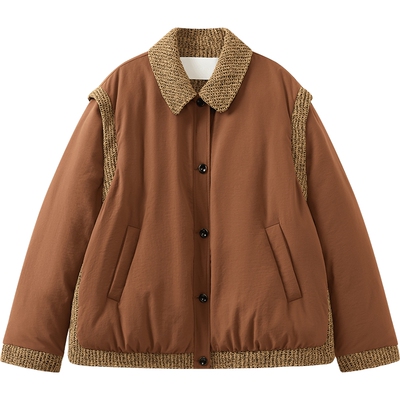 播冬季假两件可拆袖短款羽绒服女翻领宽松外套DDS4RD5261