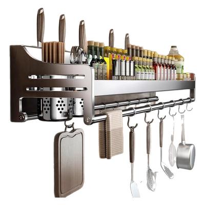 304厨房多功能置物架收纳架调料用品家用壁挂筷子刀架不锈钢架子