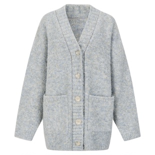 MHV ARCHIVE 羊毛混纺圈圈毛女士开衫毛衣