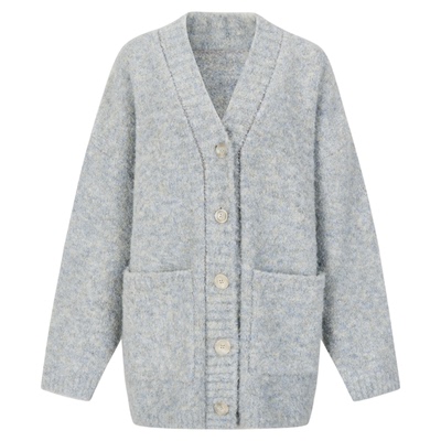 MHV ARCHIVE 羊毛混纺圈圈毛女士开衫毛衣