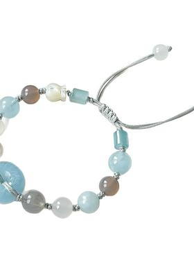 川上述原创平安扣海蓝宝编绳手链