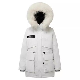 波司登极寒羽绒服女士中长款北方加厚鹅绒防寒外套收腰黑色派克服