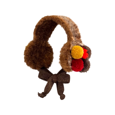冬季复古毛绒针织系带保暖耳罩